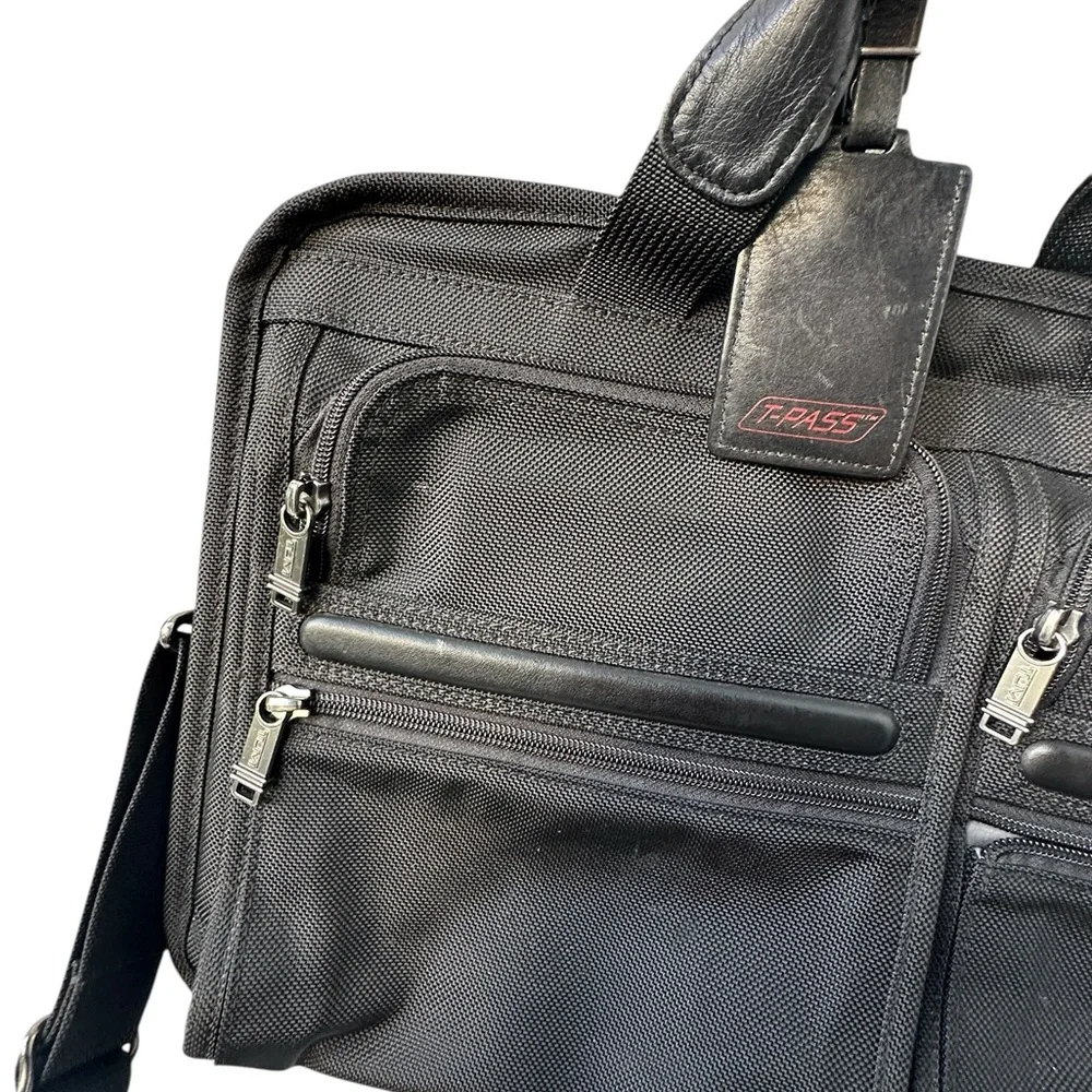TUMI T-Pass Laptop Briefcase Black Ballistic Nylon Shoulder Bag